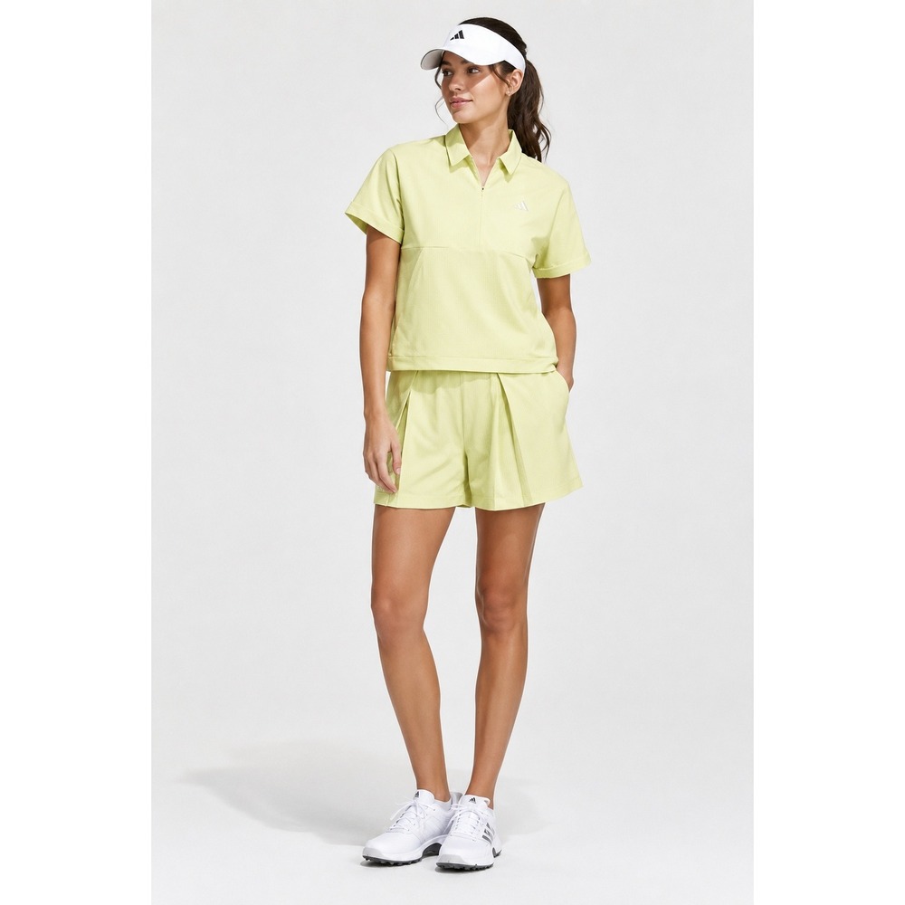 ADIDAS Go-To Pleated Golf Shorts and 1/4 Zip Pullover Womens XL Yellow Athletic